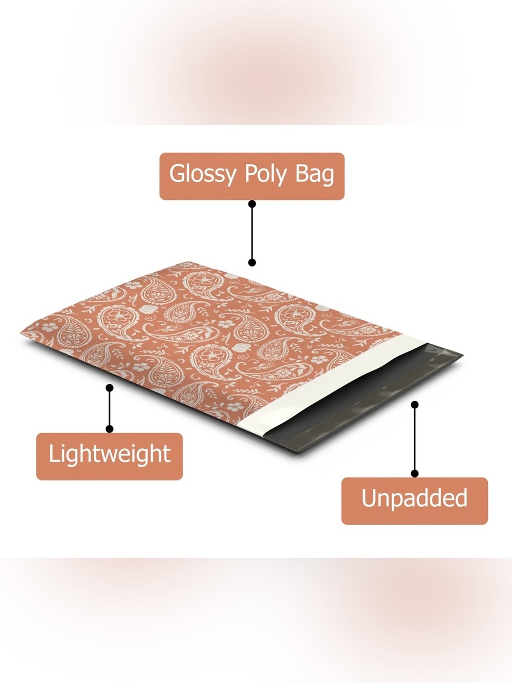 Set of 20 10x13 Poly Mailers Fall Pumpkin Paisley Shipping Bags Self Seal Orange - Picture 5 of 7